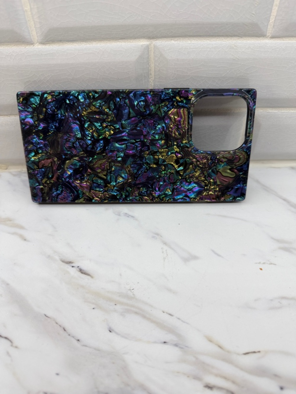 Flaunt Square Abalone Shell Case + Mag Safe - Black Base iPhone 13 Pro Max